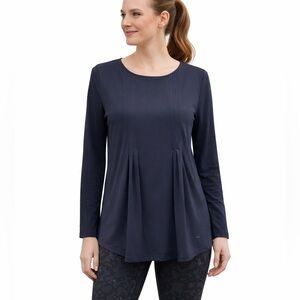 Banana Republic Black Jersey Knit Pleated Long Sleeve Scoop Neck Tunic - XS